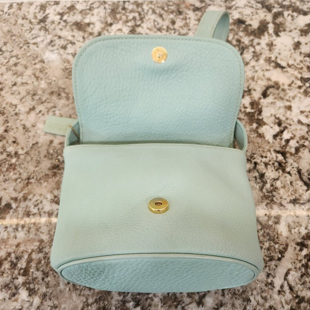 Coach Vintage Aqua Mint Sonoma Small Flap 4919 Natural Grain Leather 1996 USA - Picture 11 of 16
